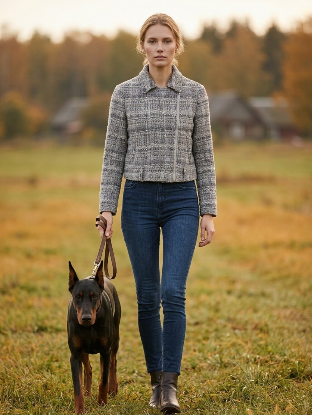 Vero Moda Tweed Cropped Moto Jacket. Size M